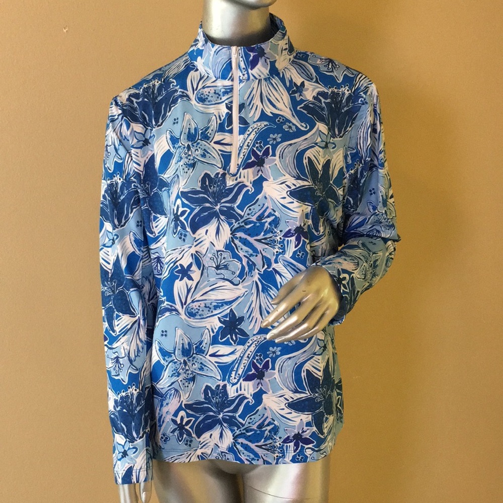 X by Gottex | Blue Floral Golf / Tennis Long Sleeve Top